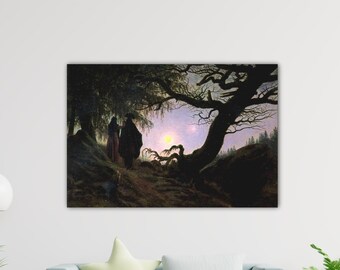 Caspar David Friedrich Mann und Frau in Betrachtung des Mondes Poster Caspar Canvas Paint Art Friedrich Wall Art Gift Home Wall Decor Stampa
