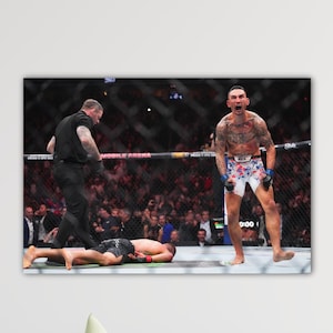 Max Holloway KO of Justin Gaethje UFC Poster Ready to Hang Max Holloway Canvas Max Holloway Poster Gym Wall Decor Fitness Wall Art UFC Print