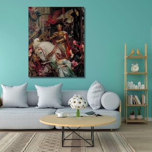 Frank Dicksee Wall Art,The Two Crowns Canvas Wall Art Museum Poster,Frank Dicksee Canvas Poster,Couple Love Canvas Art,Canvas Home Decor Art