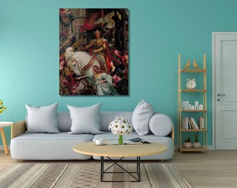 Art mural Frank Dicksee, Affiche du musée d'art murale sur toile Les deux couronnes, Poster sur toile Frank Dicksee, Art sur toile Couple Love, Art sur toile pour décoration d'intérieur