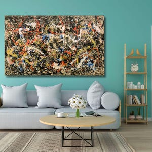 Jackson Pollock-afdruk, klaar om op te hangen canvas, moderne abstracte canvas muurkunst, Pollock-schilderij, canvas woonkamer abstract schilderij, moderne abstracte canvas muurkunst