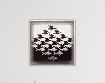 M.C. Escher Sky and Water Canvas Escher Wall Art Maurits Cornelis Escher Poster Drawing Print Modern Wall Decor Gift Of Home Decor Paint Art