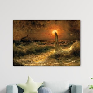 Julius von Klever Lord Jesus Walking On Water Poster Klever Paint Gift Of Home Wall Decor Art Klever Printing Klever Wall Art Klever Canvas