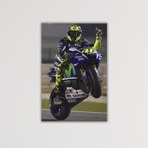 Valentino Rossi Canvas Moto GP Print Man Cave Decor Kids Room Gift Rossi Front Lift On Motorcycle Valentino Rossi Poster Garage Wall Decor
