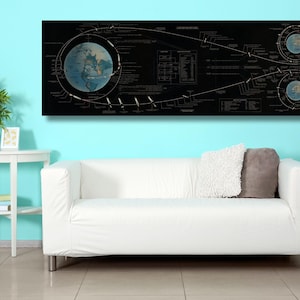 Apollo 11 Mission Flight Plan NASA Poster,Ready To Hang Wall Art,Image of Apollo Lunar Mission Flight Plan 1967, Flight Path, Large Canvas