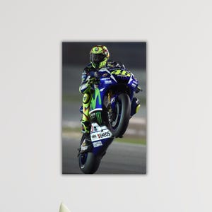 Valentino Rossi Canvas Moto GP Print Man Cave Decor Kids Room Gift Rossi Front Lift On Motorcycle Valentino Rossi Poster Garage Wall Decor