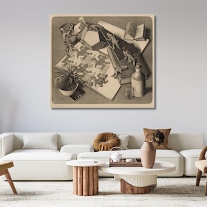 Maurits Cornelis Escher Poster,Reproduction Print,Abstract Wall Art,Expressionism Art Print,Modern Art,Crocodile Canvas Print,Home Decor Art