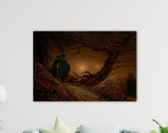 Caspar David Friedrich Two Men Contemplating the Moon Poster Caspar Canvas Paint Friedrich Wall Art Gift Home Wall Decor Print Modern Decor