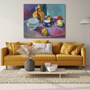 Dishes and Fruit 1901 by Henri Matisse Canvas Wall Art Print,Reproduction Prints,Trendy Modern Canvas Wall Art Decor,Expressionism Art Print