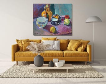 Dishes and Fruit 1901 by Henri Matisse Canvas Wall Art Print,Reproduction Prints,Trendy Modern Canvas Wall Art Decor,Expressionism Art Print
