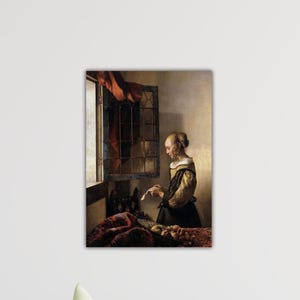 Johannes Vermeer: Niña leyendo una carta frente a una ventana abierta, póster, lienzo de Vermeer, regalo, decoración de pared para el hogar, impresión, arte de pared de Vermeer, pintura de Vermeer