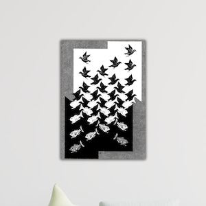 M.C. Escher Sky and Water II Canvas Escher Wall Art Maurits Cornelis Escher Poster Drawing Print Modern Wall Decor Gift Of Home Decor Art