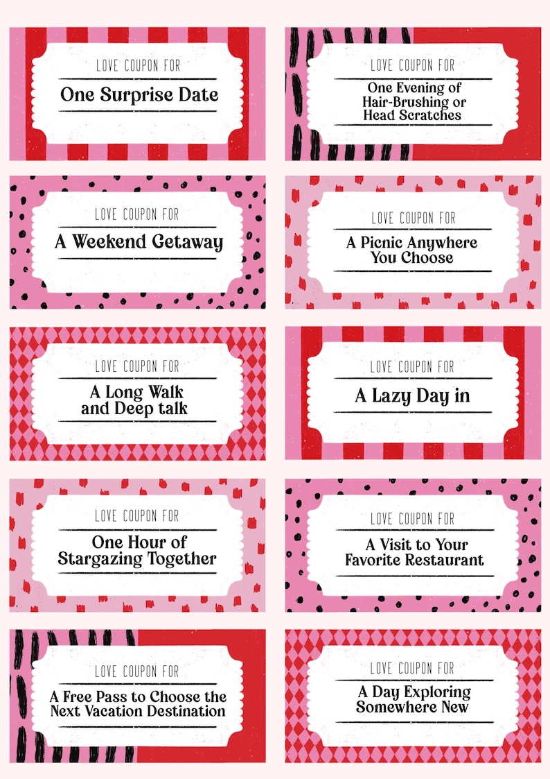 Printable Love Coupons: Romantic Gift (instant Download) - Etsy