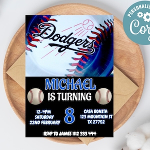 Editable LA Dodgers Birthday Invitation | Digital LA Dodgers Invitation | LA Dodgers Birthday Card | Baseball Instant Birthday Invitation