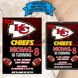 Editable Kansas City Chiefs Birthday Invitation | Digital Kansas City Chiefs Invitation | Kansas City Chiefs Birthday Card | Football Invite