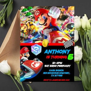 Bearbeitbare Super Mario Geburtstagseinladung | Digital Super Mario Einladung | Druckbare Super Mario Einladung | Mario Instant Download einladen