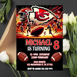 Editable Kansas City Chiefs Birthday Invitation | Digital Kansas City Chiefs Invitation | Kansas City Chiefs Birthday Card | Football Invite