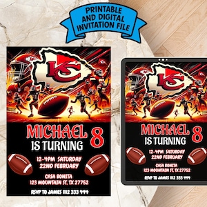 Editable Kansas City Chiefs Birthday Invitation | Digital Kansas City Chiefs Invitation | Kansas City Chiefs Birthday Card | Football Invite