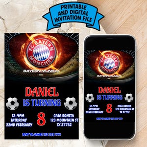 Editable FC Bayern München Birthday Invitation/Bayern Munich Birthday Invitation/Fußball Party Invitation/Soccer Birthday Invitation