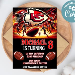 Editable Kansas City Chiefs Birthday Invitation | Digital Kansas City Chiefs Invitation | Kansas City Chiefs Birthday Card | Football Invite