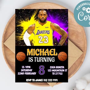 Editable Lebron James Birthday Invitation | Lebron James Digital Invitation | Lebron James Invitation Template | Basketball Birthday Invite