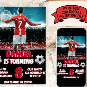 Invitation d'anniversaire modifiable de Cristiano Ronaldo, téléchargement immédiat/invitation numérique de partie de football/invitation d'anniversaire CR7/anniversaire de Ronaldo