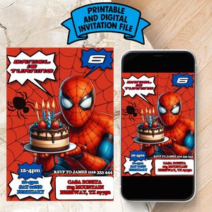 Editable Spiderman Birthday Invitation | Digital Spiderman Invitation | Printable Spiderman Invitation | Spiderman Instant Download Invite