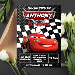 Editable Lightning McQueen Birthday Invitation | Printable Lightning Mcqueen Birthday Invite | Digital Lightning McQueen Birthday invitate