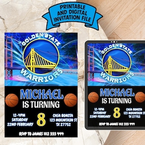 Editable Golden State Warriors Birthday Invitation | Digital Golden State Warriors Invitation | Warriors Birthday Card | Basketball Invite