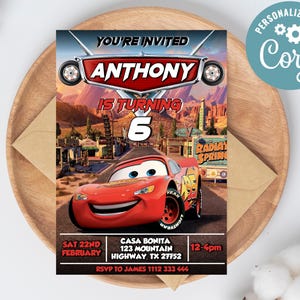 Editable Lightning McQueen Birthday Invitation | Printable Lightning Mcqueen Birthday Invite | Digital Lightning McQueen Birthday invitate