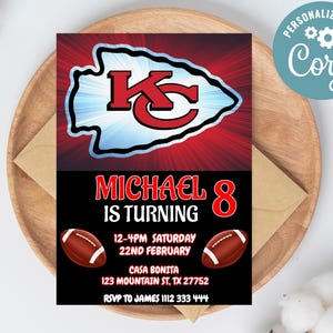 Editable Kansas City Chiefs Birthday Invitation | Digital Kansas City Chiefs Invitation | Kansas City Chiefs Birthday Card | Football Invite