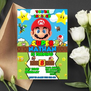 Bearbeitbare Super Mario Geburtstagseinladung | Digital Super Mario Einladung | Druckbare Super Mario Einladung | Mario Instant Download einladen