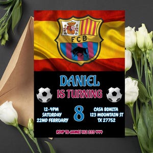 FC Barcelona Birthday Invitation, FC Barcelona Football Birthday Invitation, Football Birthday Invitation/FC Barcelona