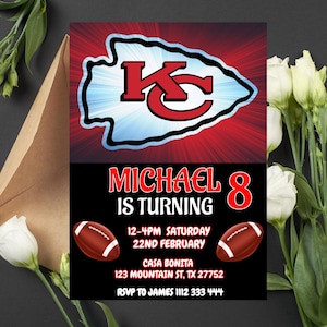 Editable Kansas City Chiefs Birthday Invitation | Digital Kansas City Chiefs Invitation | Kansas City Chiefs Birthday Card | Football Invite