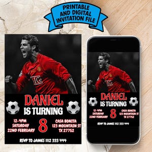 Editable Cristiano Ronaldo Birthday Invite | Cristiano Ronaldo Digital Invitation | Ronaldo Birthday Card | Ronaldo Invitation Template