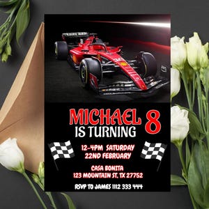 Editable Ferrari Formula 1 Birthday Invitation | Digital Ferrari F1 Invitation | Formula 1 Birthday Card | Formula 1 Invitation Ferrari