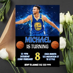 Editable Steph Curry Birthday Invitation | Steph Curry Digital Invitation | Steph Curry Invitation Template | Basketball Birthday Invite