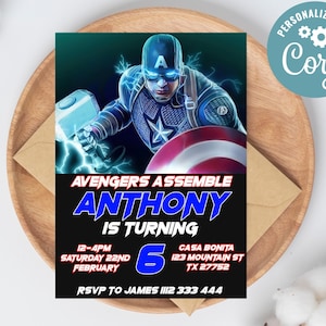 Editable Captain America Birthday Invitation | Digital Captain America Invitation | Captain America Birthday Card | Captain America Invite