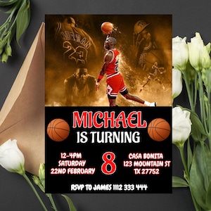 Editable Michael Jordan Birthday Invite | Michael Jordan Digital Invitation | Michael Jordan Birthday Card | Basketball Birthday Invitation
