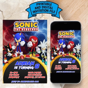 Editable Sonic The Hedgehog Birthday Invitation | Sonic Invitation Card | Sonic Invitation Template | Sonic The Hedgehog Birthday Card