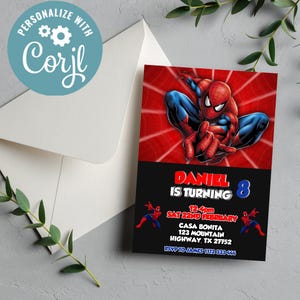 Editable Spiderman Birthday Invitation | Digital Spiderman Invitation | Printable Spiderman Invitation | Spiderman Instant Download Invite