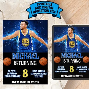 Editable Steph Curry Birthday Invitation | Steph Curry Digital Invitation | Steph Curry Invitation Template | Basketball Birthday Invite