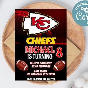 Editable Kansas City Chiefs Birthday Invitation | Digital Kansas City Chiefs Invitation | Kansas City Chiefs Birthday Card | Football Invite