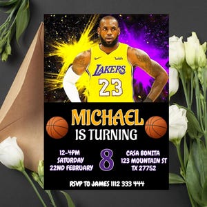 Editable Lebron James Birthday Invitation | Lebron James Digital Invitation | Lebron James Invitation Template | Basketball Birthday Invite