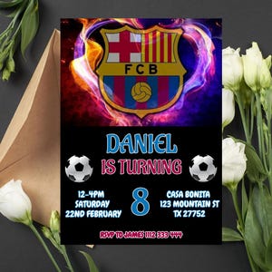 FC Barcelona Birthday Invitation, FC Barcelona Football Birthday Invitation, Football Birthday Invitation/FC Barcelona