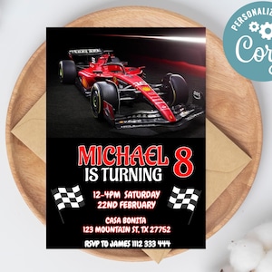 Editable Ferrari Formula 1 Birthday Invitation | Digital Ferrari F1 Invitation | Formula 1 Birthday Card | Formula 1 Invitation Ferrari