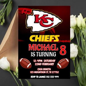 Editable Kansas City Chiefs Birthday Invitation | Digital Kansas City Chiefs Invitation | Kansas City Chiefs Birthday Card | Football Invite
