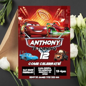 Editable Lightning McQueen Birthday Invitation | Printable Lightning Mcqueen Birthday Invite | Digital Lightning McQueen Birthday invitate
