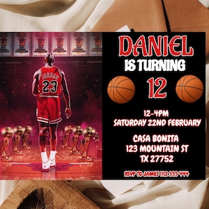 Editable Michael Jordan Birthday Invite | Michael Jordan Digital Invitation | Jordan Birthday Card | Bulls Birthday Invitation Template