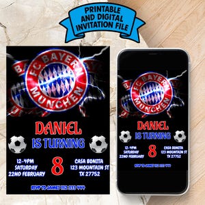Editable FC Bayern München Birthday Invitation/Bayern Munich Birthday Invitation/Fußball Party Invitation/Soccer Birthday Invitation